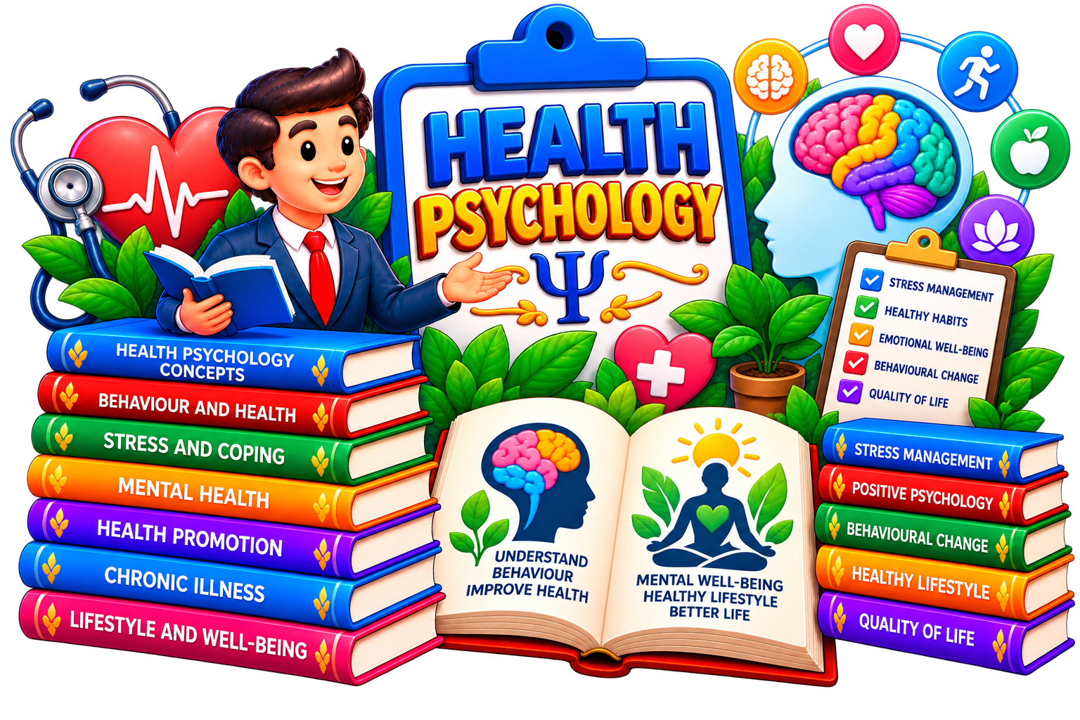 Health Psychology illustration for BA DAVV notes