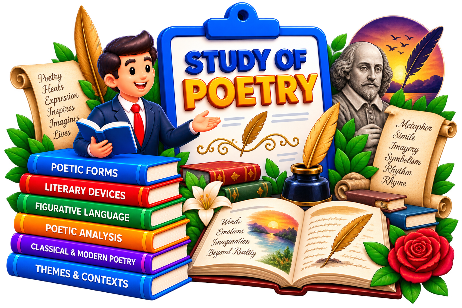 Study of Poetry illustration for BA DAVV notes