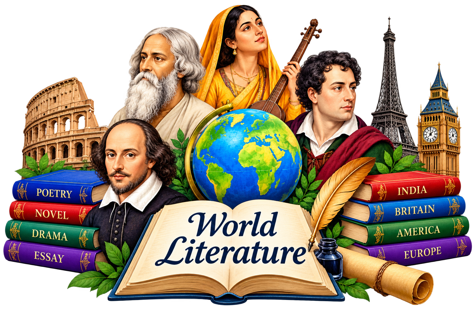 World Literature illustration for BA DAVV notes