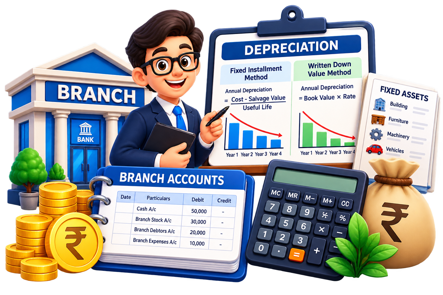 Branch Accounts and Depreciation Accounting unit icon