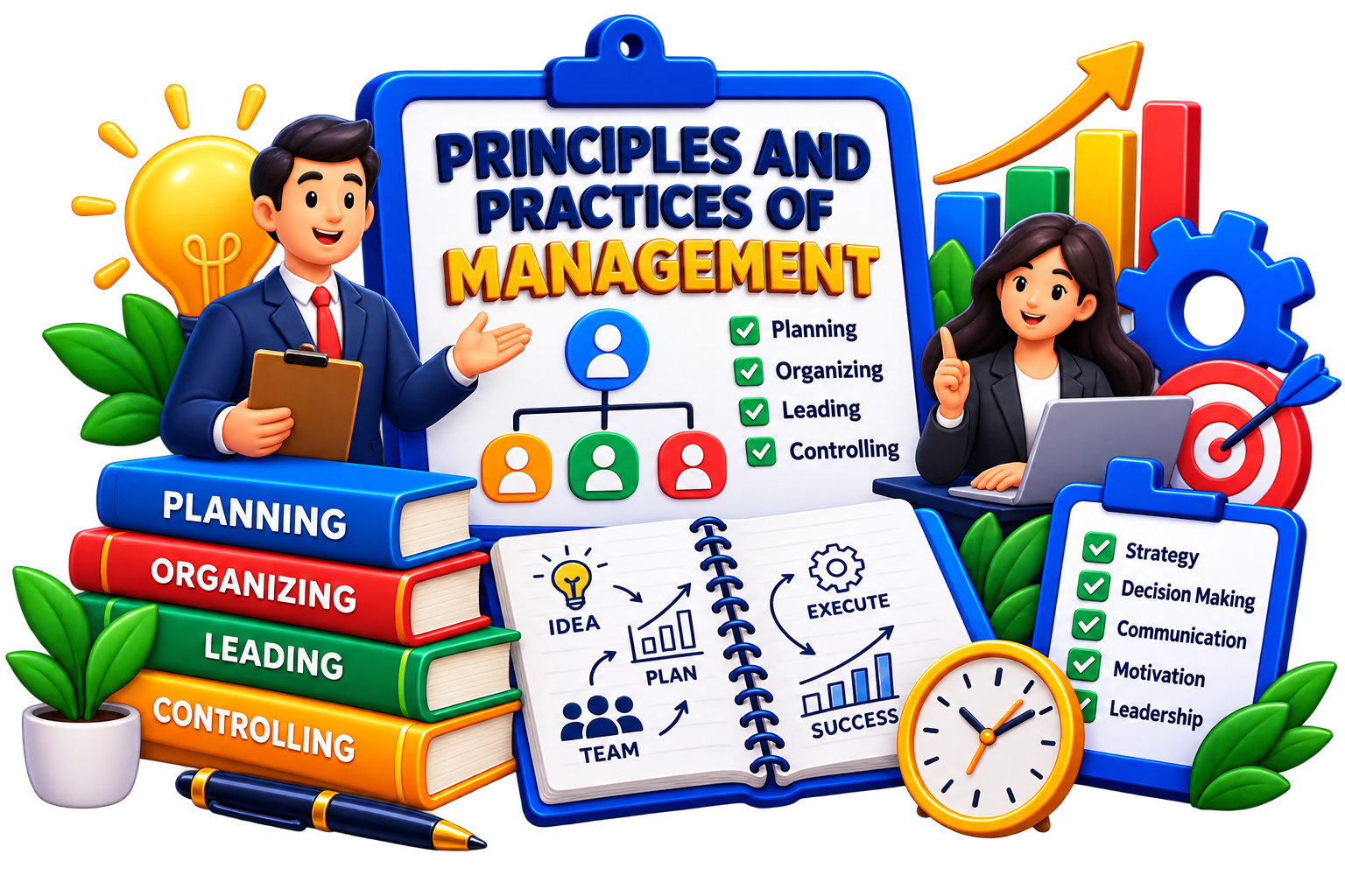 Principles and Practices of Management illustration for BBA DAVV notes