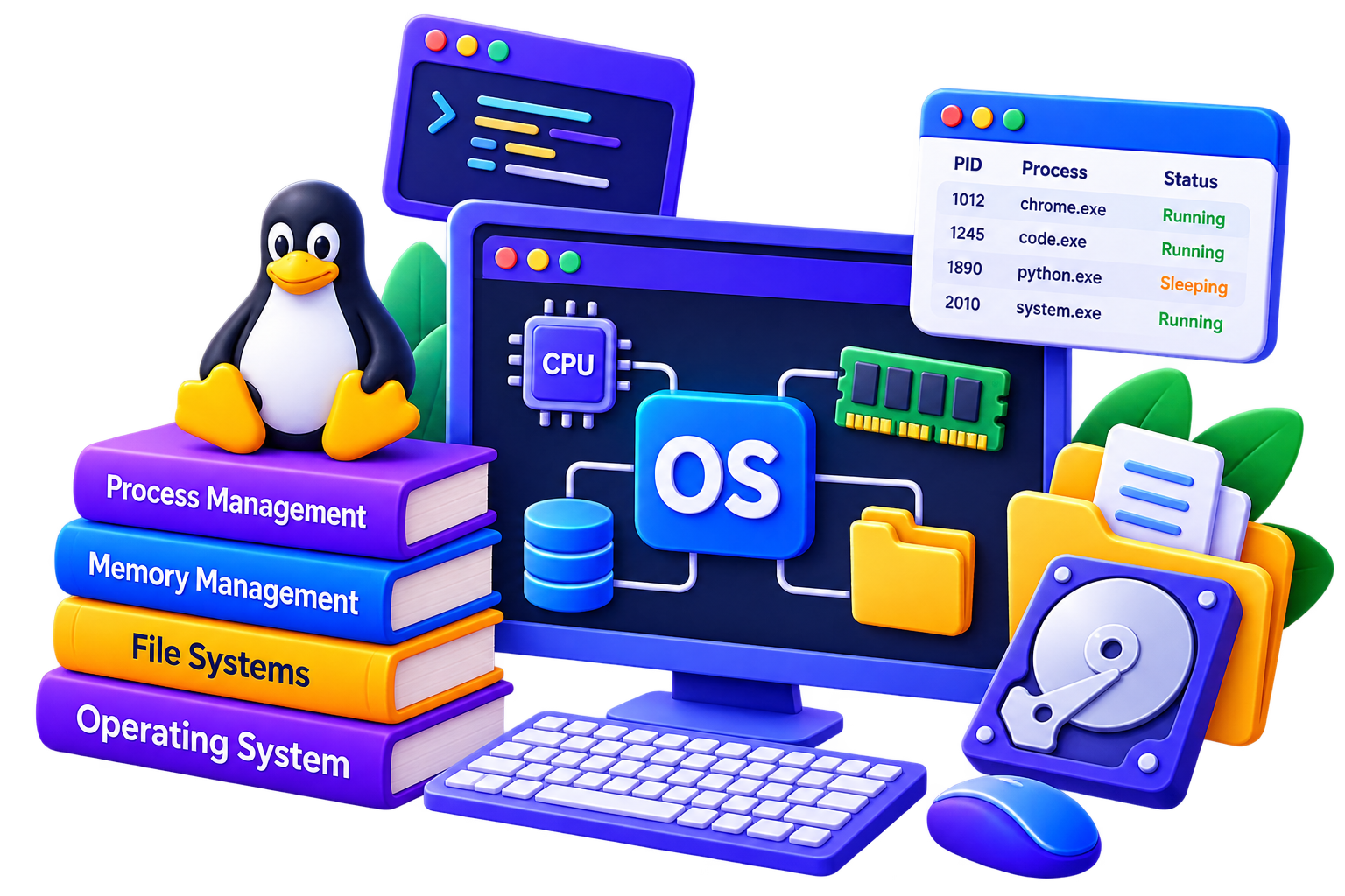 Operating System illustration for BCA DAVV notes