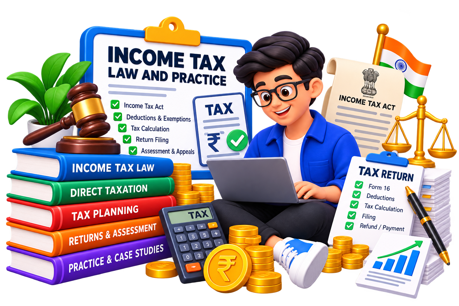 Income Tax Law and Practice illustration for B.Com DAVV notes