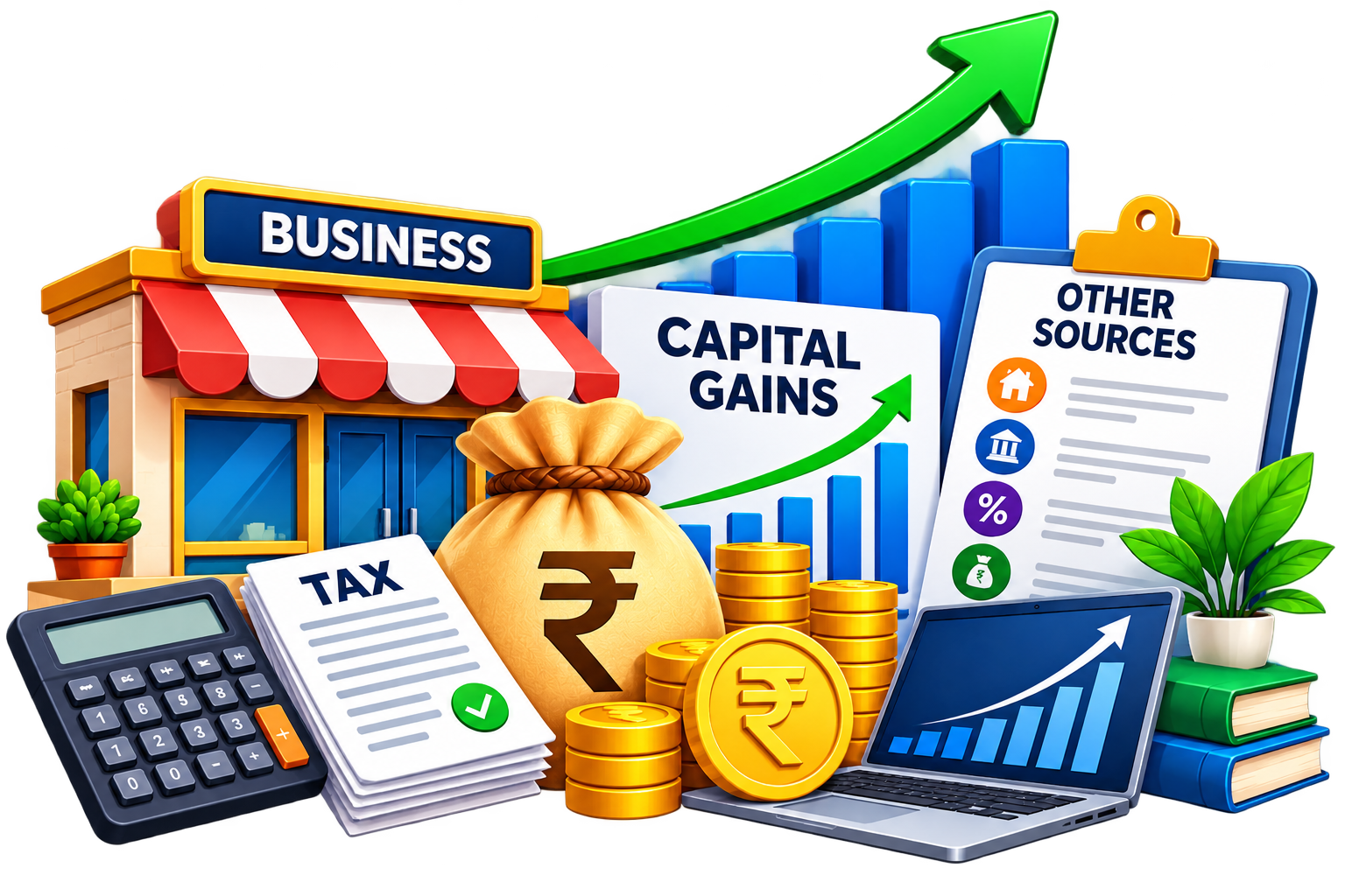 Business or Profession, Capital Gains and Other Sources unit icon